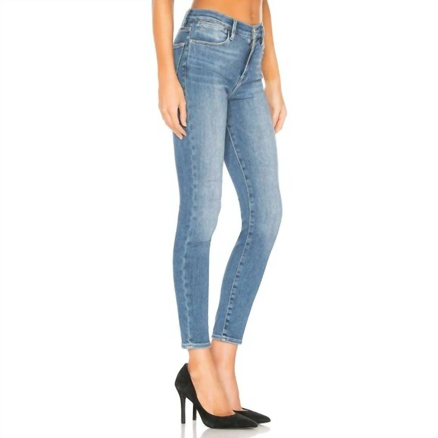 Le High Rise Crop Skinny Jeans In Blue