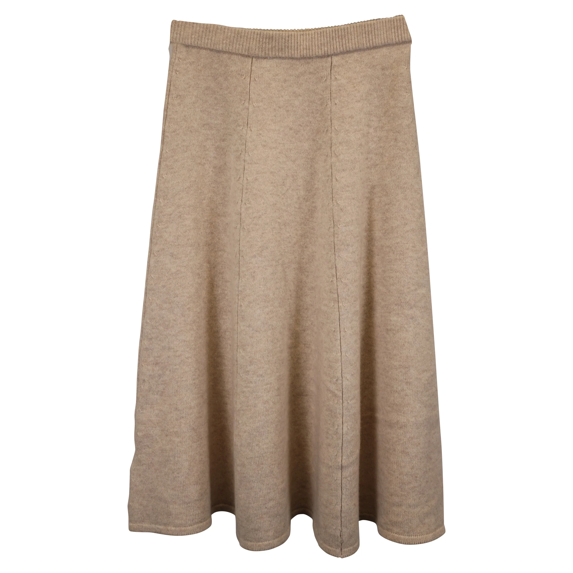 LoveShackFancy A-Line Skirt in Beige Wool
