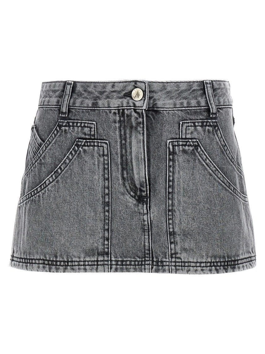 Multipocket Grey Denim Mini Skirt