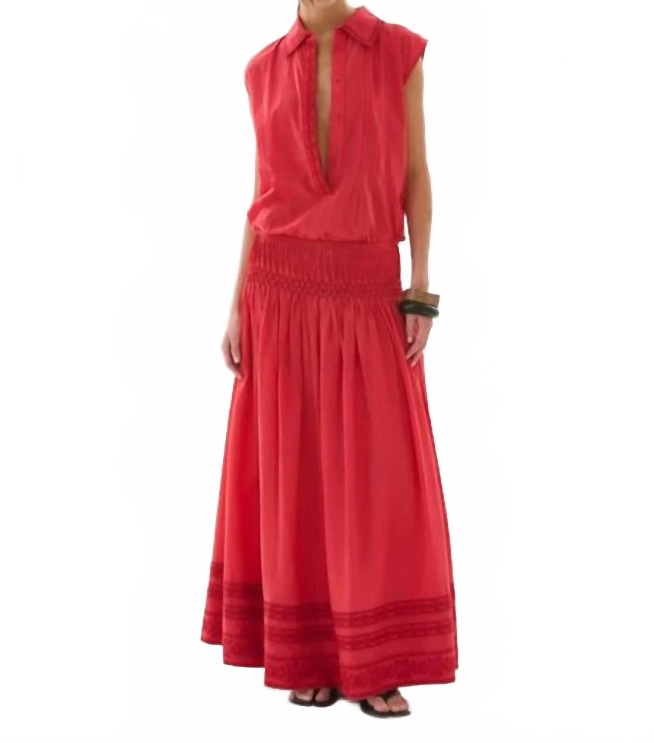 Roca Rocio Midi Skirt In Red