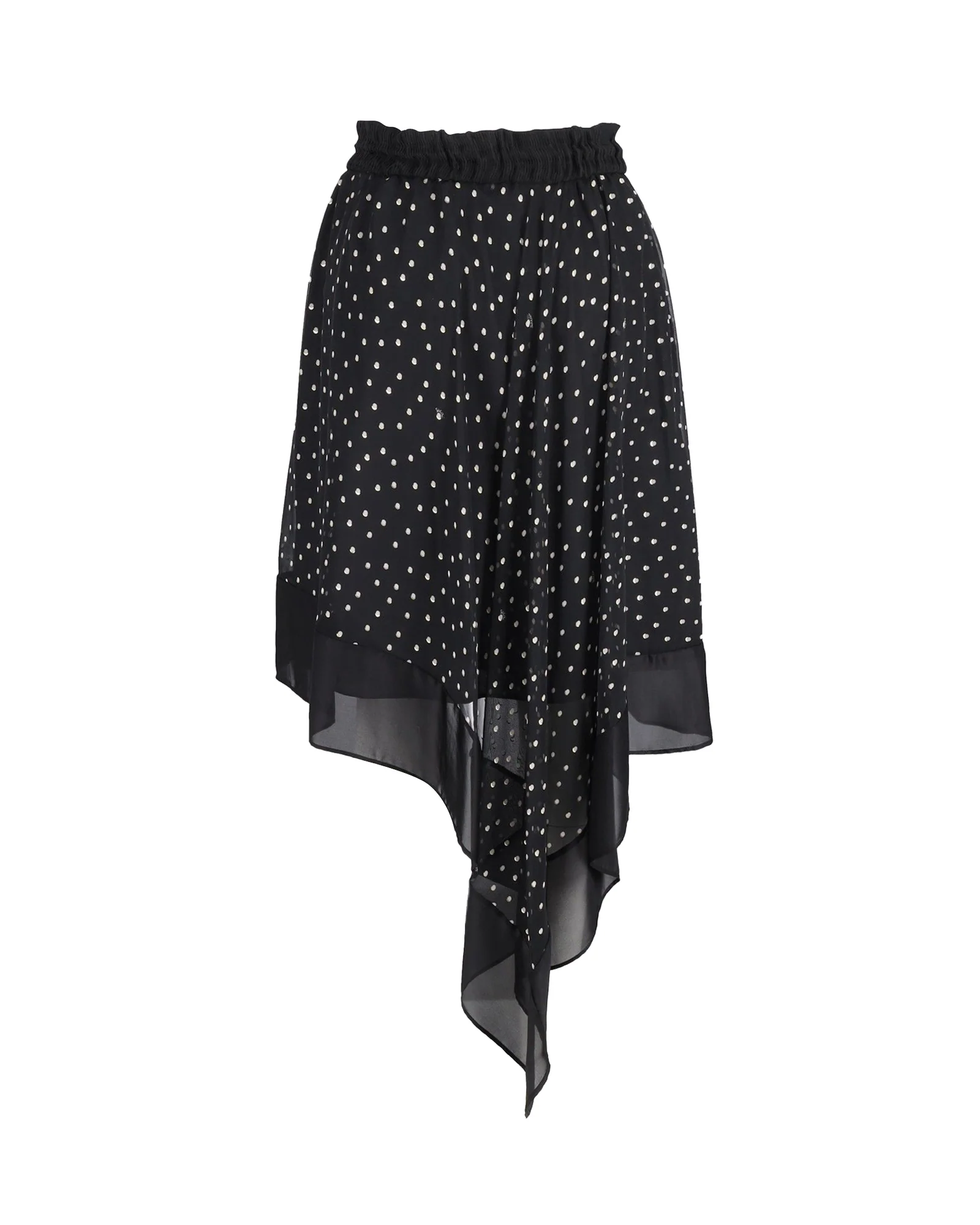 Sacai Polka-Dot print Asymmetric Skirt in Black Polyester