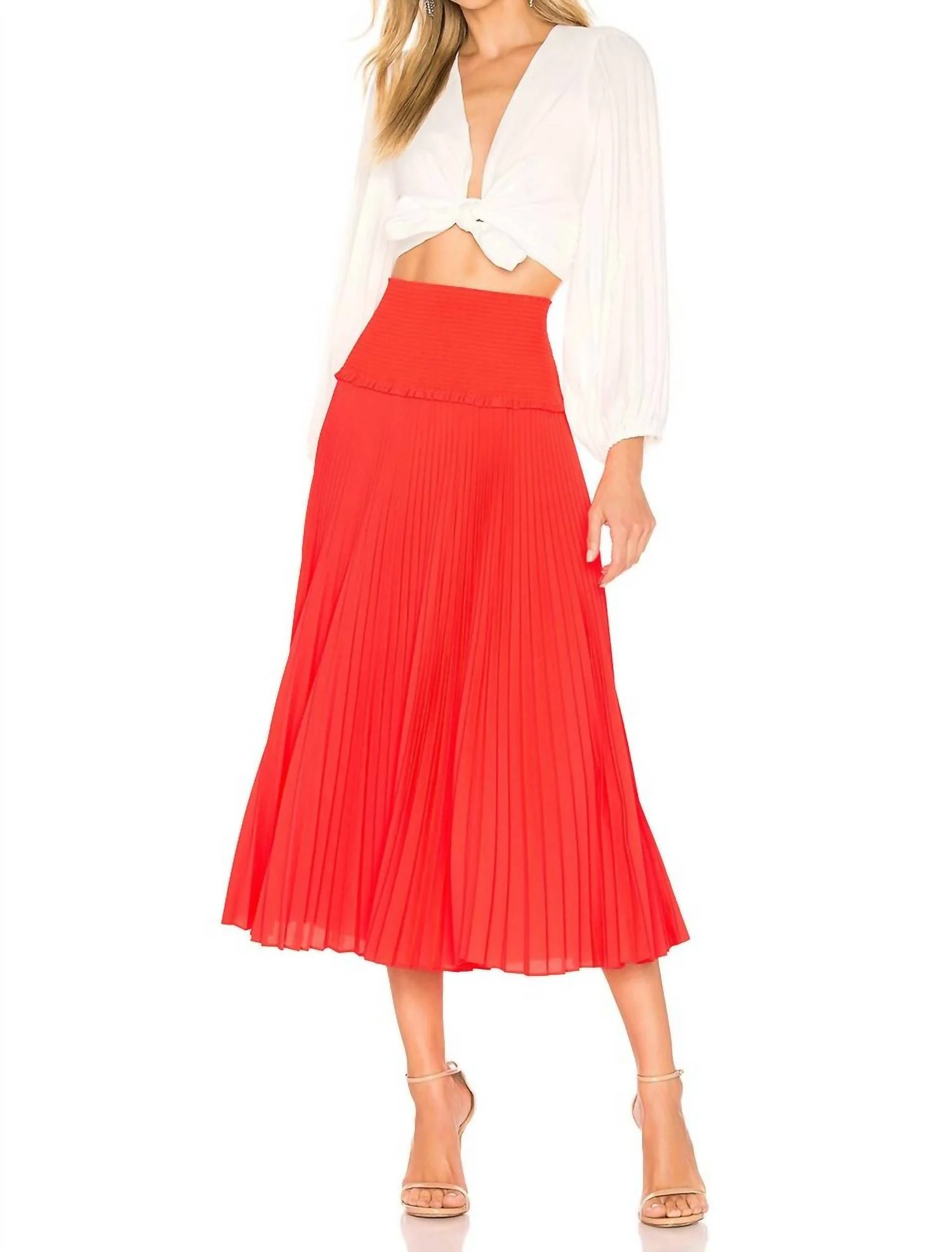 Herdrin Fire Midi Skirt In Neon Orange