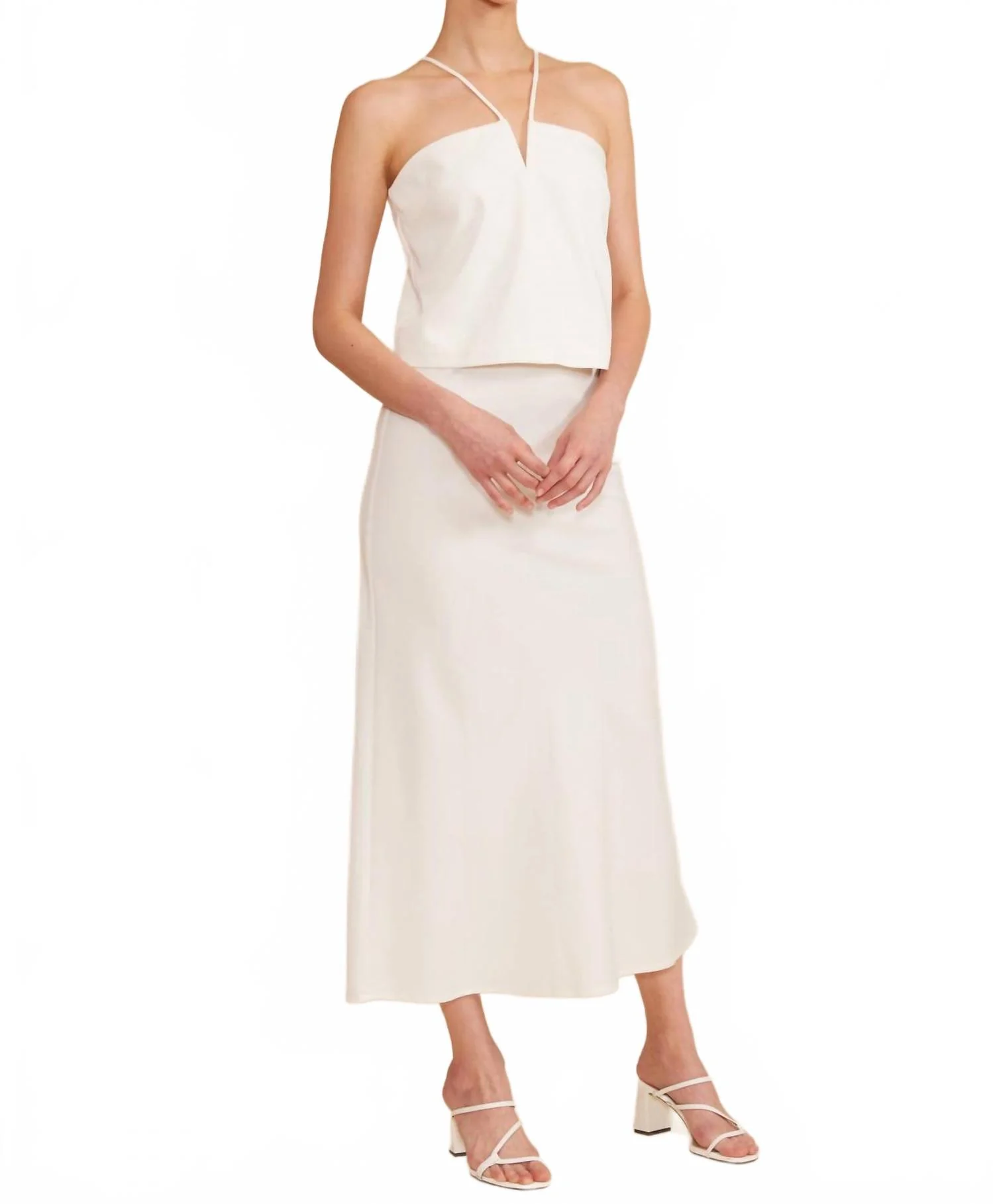 Stassi Bias Cut Skirt In White