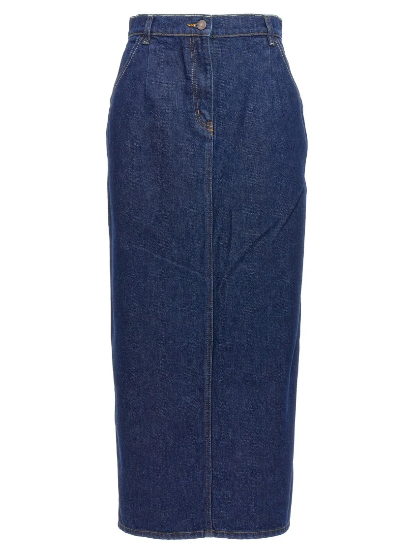 Long Denim Skirt With Back Split