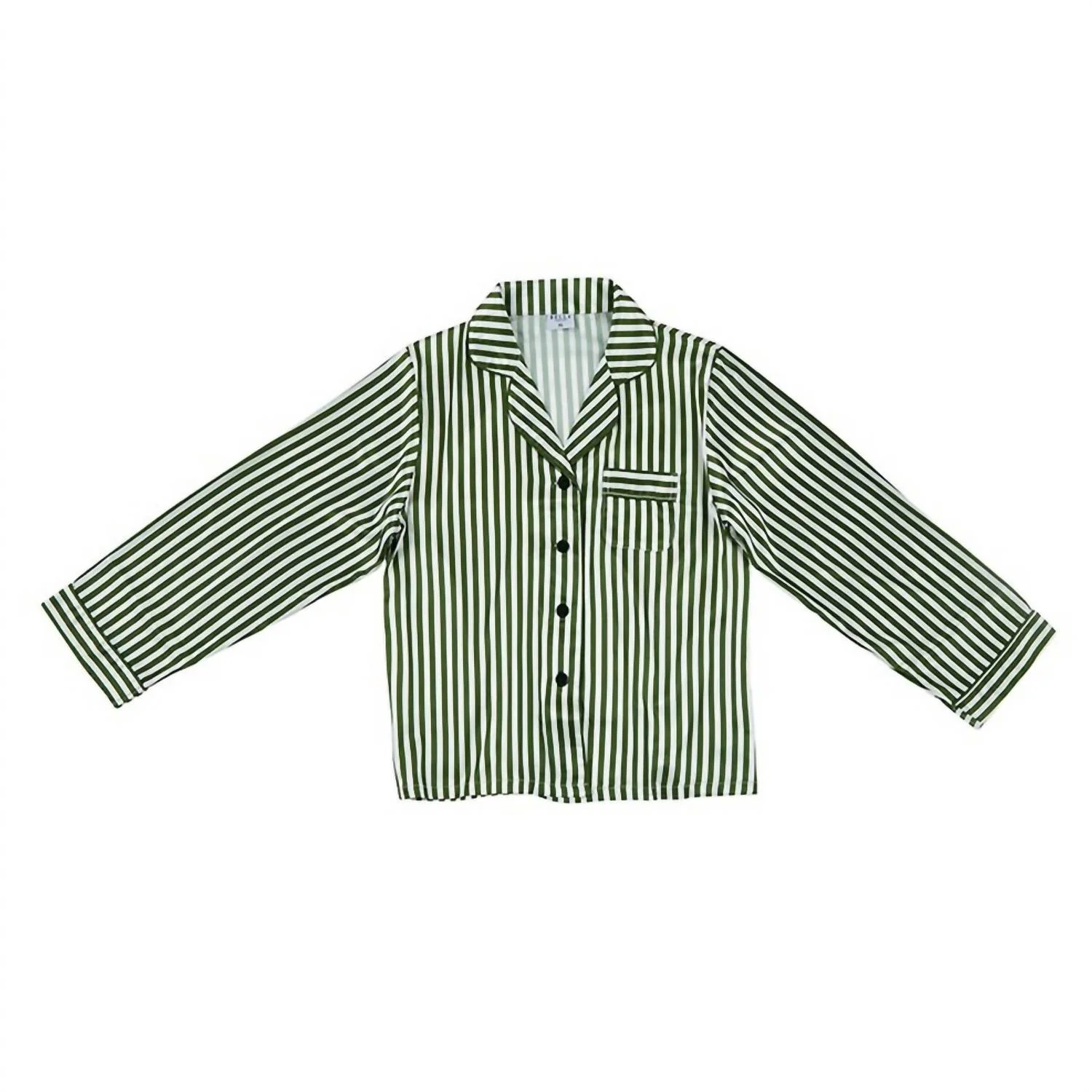 Women's Long Sleeve Stripe Pj Set In Green