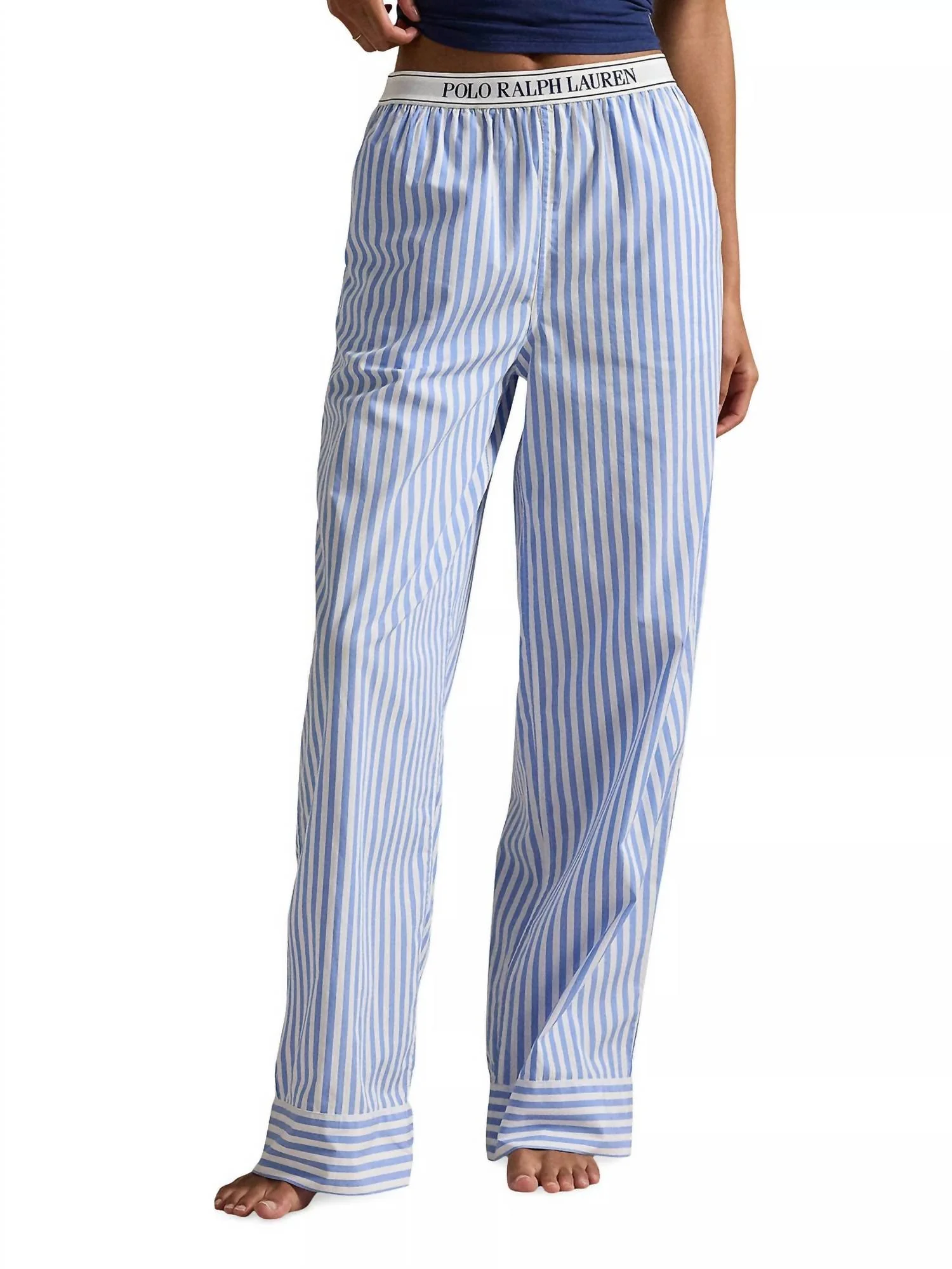 Shirting Stripes Striped Cotton Pants In White Cloud Hydrangea
