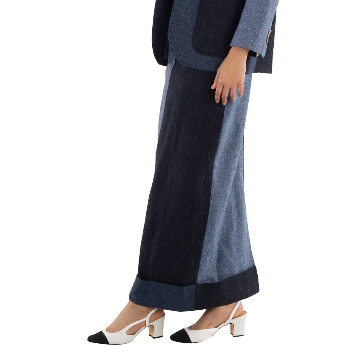 Thom Browne Ladies Navy Fun-Mix Donegal Tweed Sack Trouser Skirt