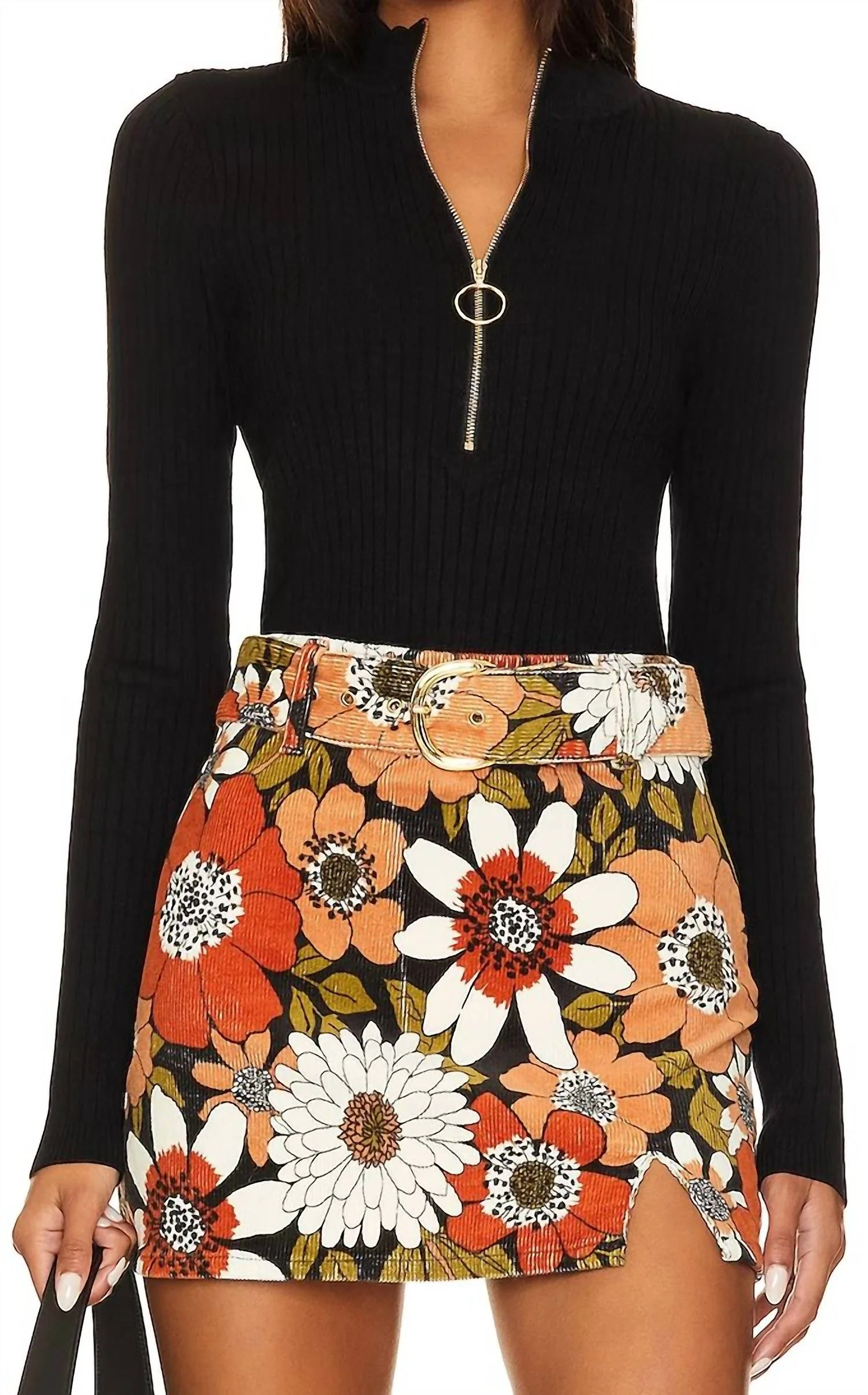 Tyra Belted Mini Skirt In Multi