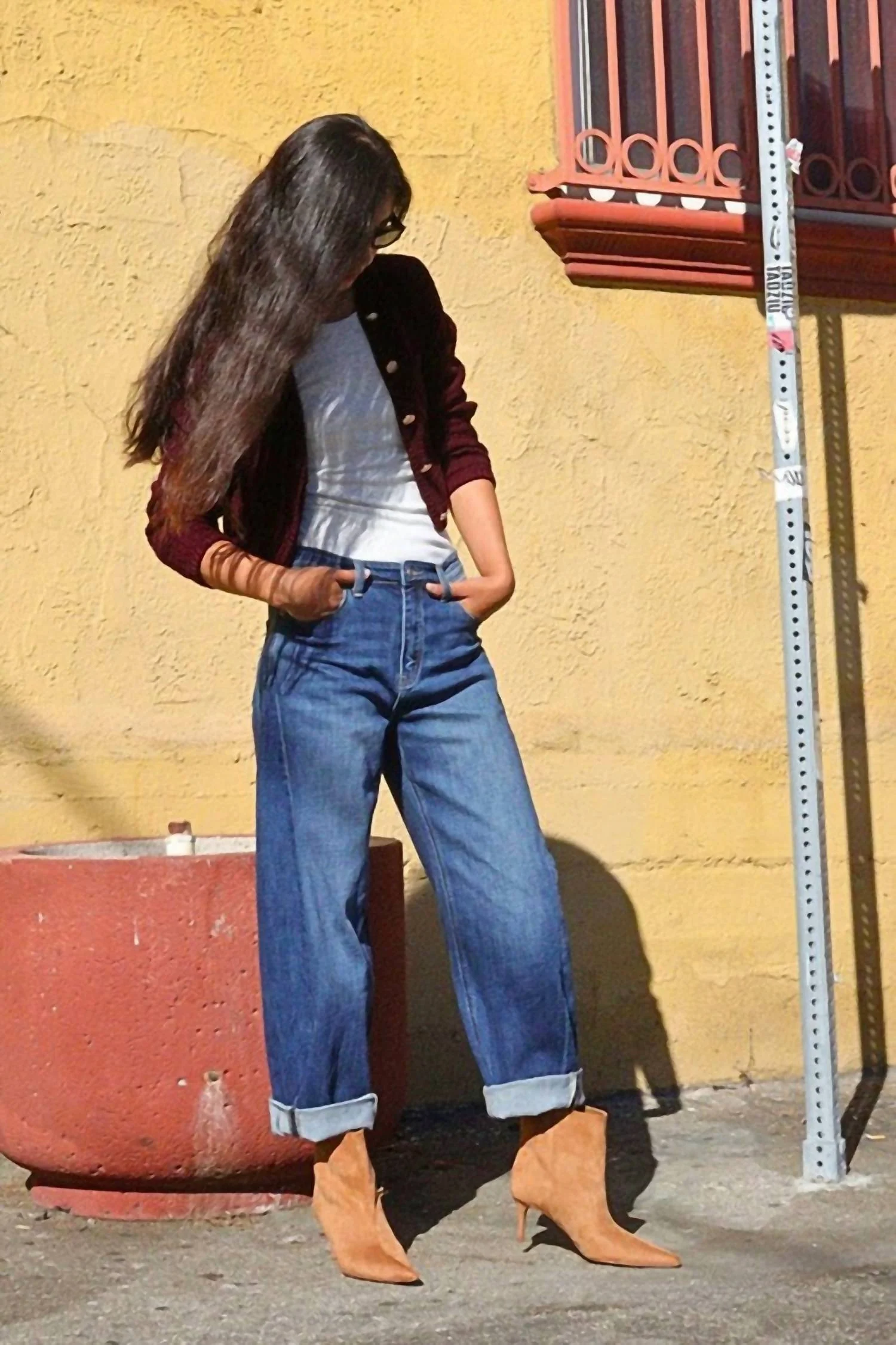 High Rise Barrel Jeans In Dark Stone Wash