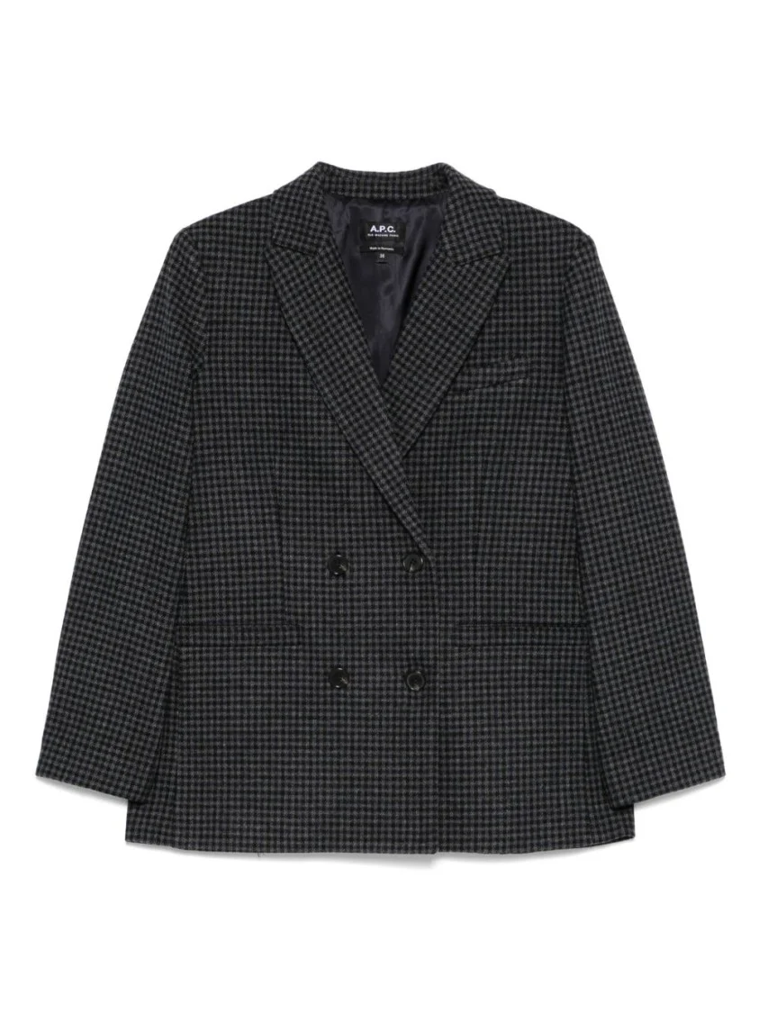 Double-Breasted Anthracite Grey Wool Blazer