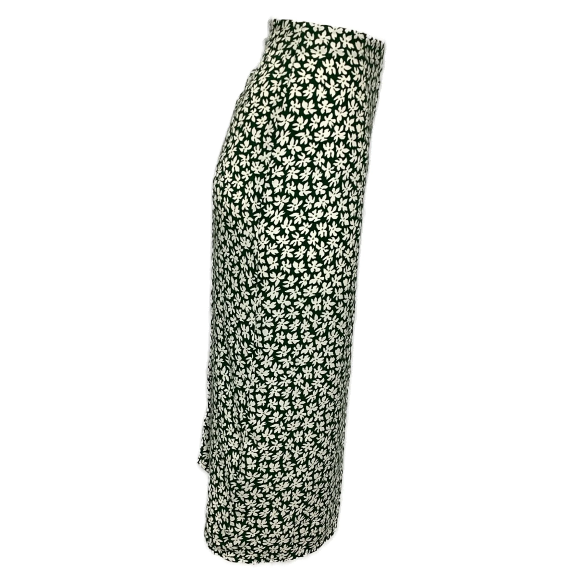 Reformation Floral Printed Slit Midi Skirt in Green Viscose