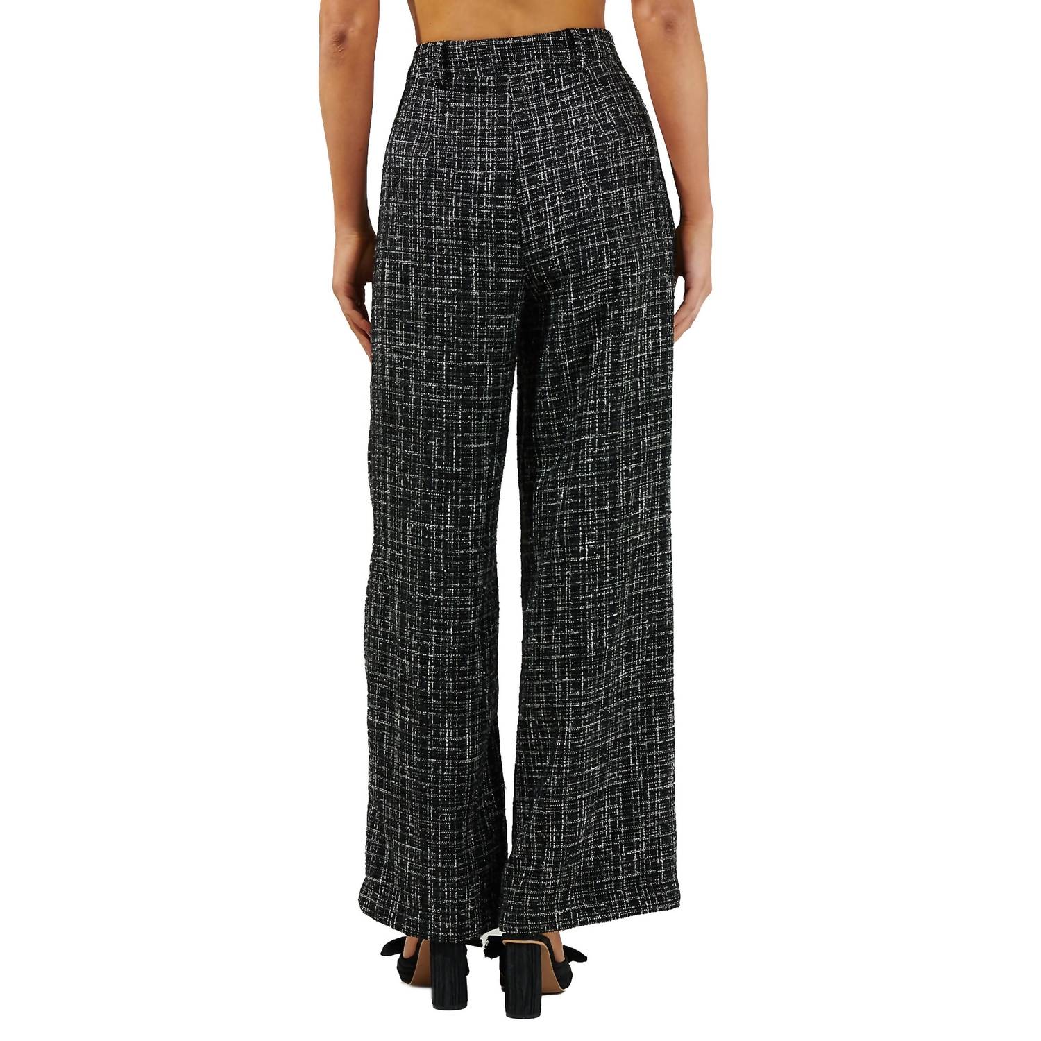 Adriella Tweed Wide Pants In Black Multi