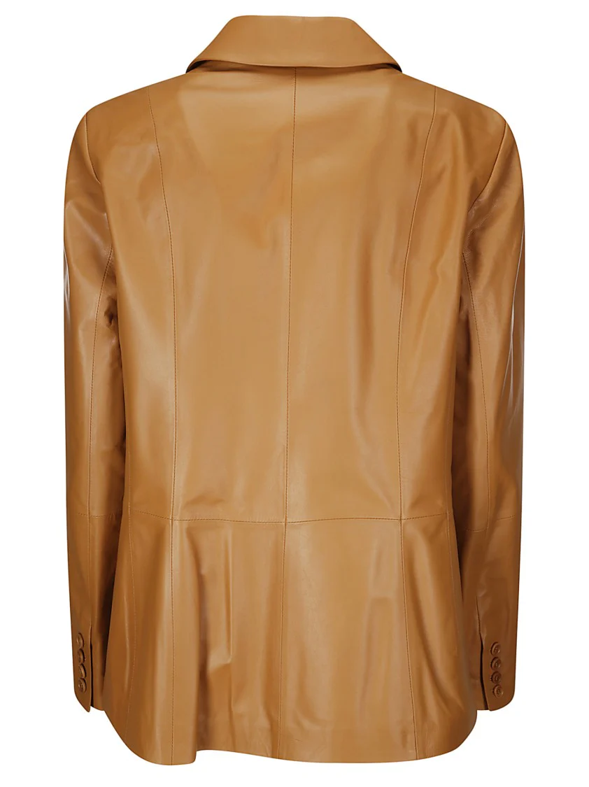 Leather Double-Breasted Blazer