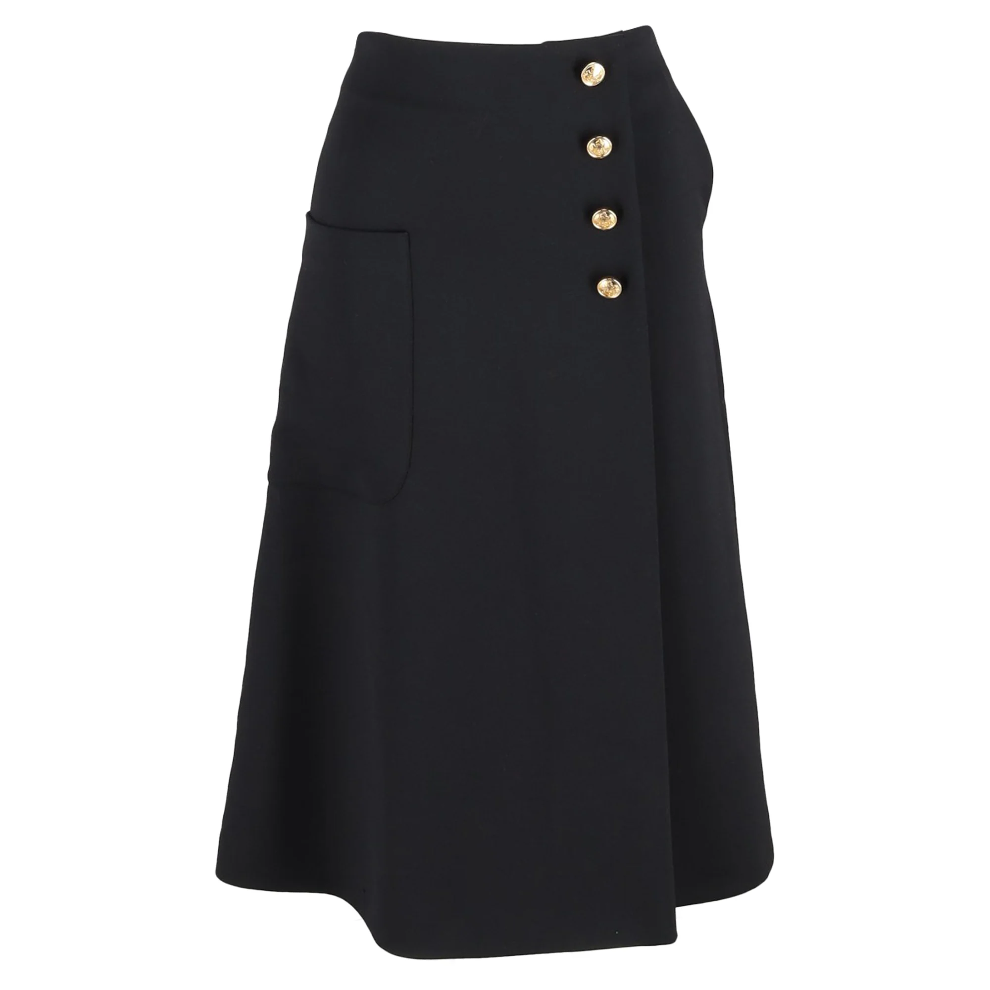 Mulberry Buttoned Midi Skirt in Black Polyester