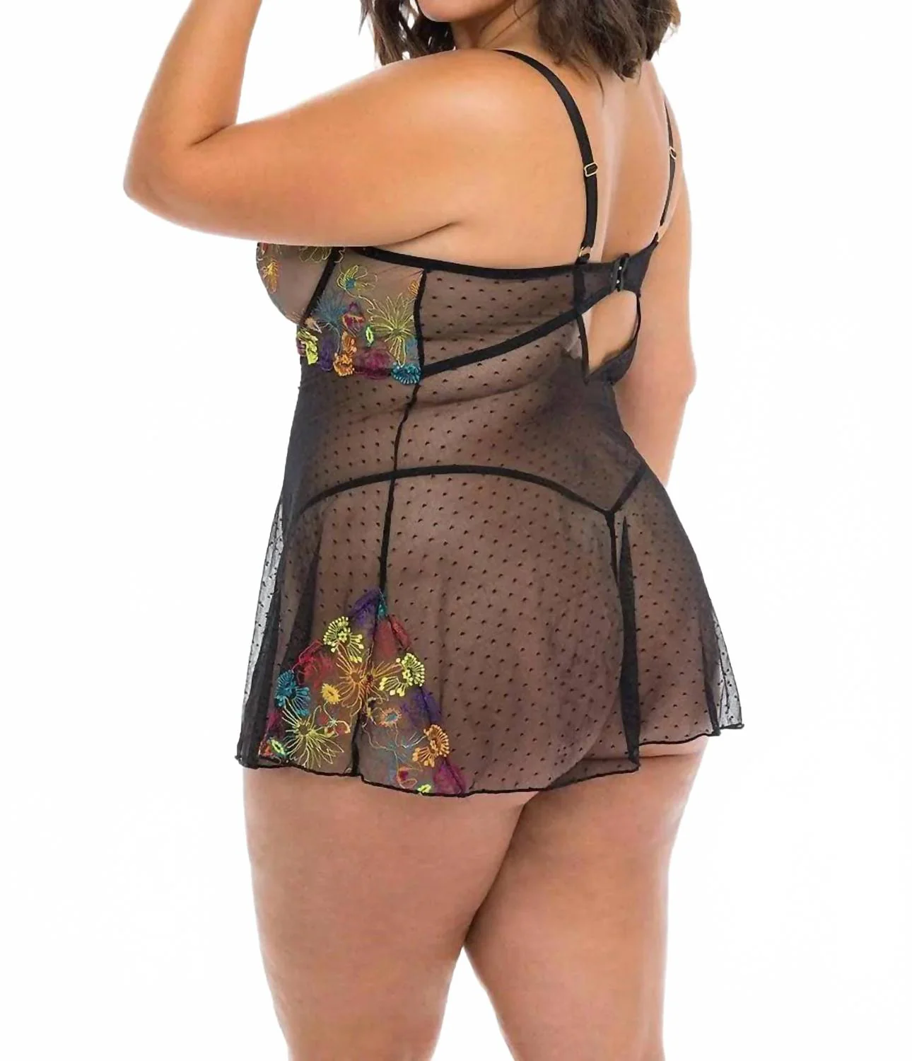 Isla Embroidered Babydoll -Plus In Black