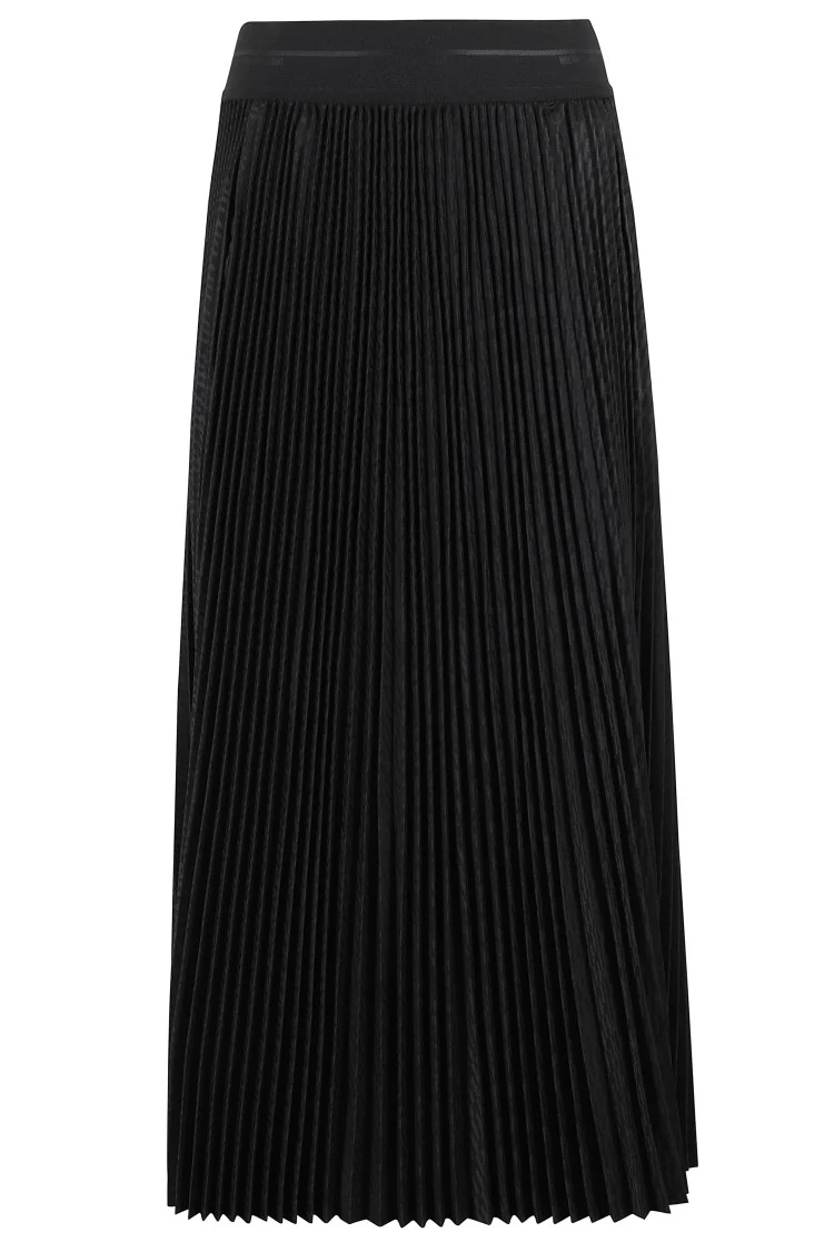 Lwb Pleated Textured Skirt With Logo Waistband