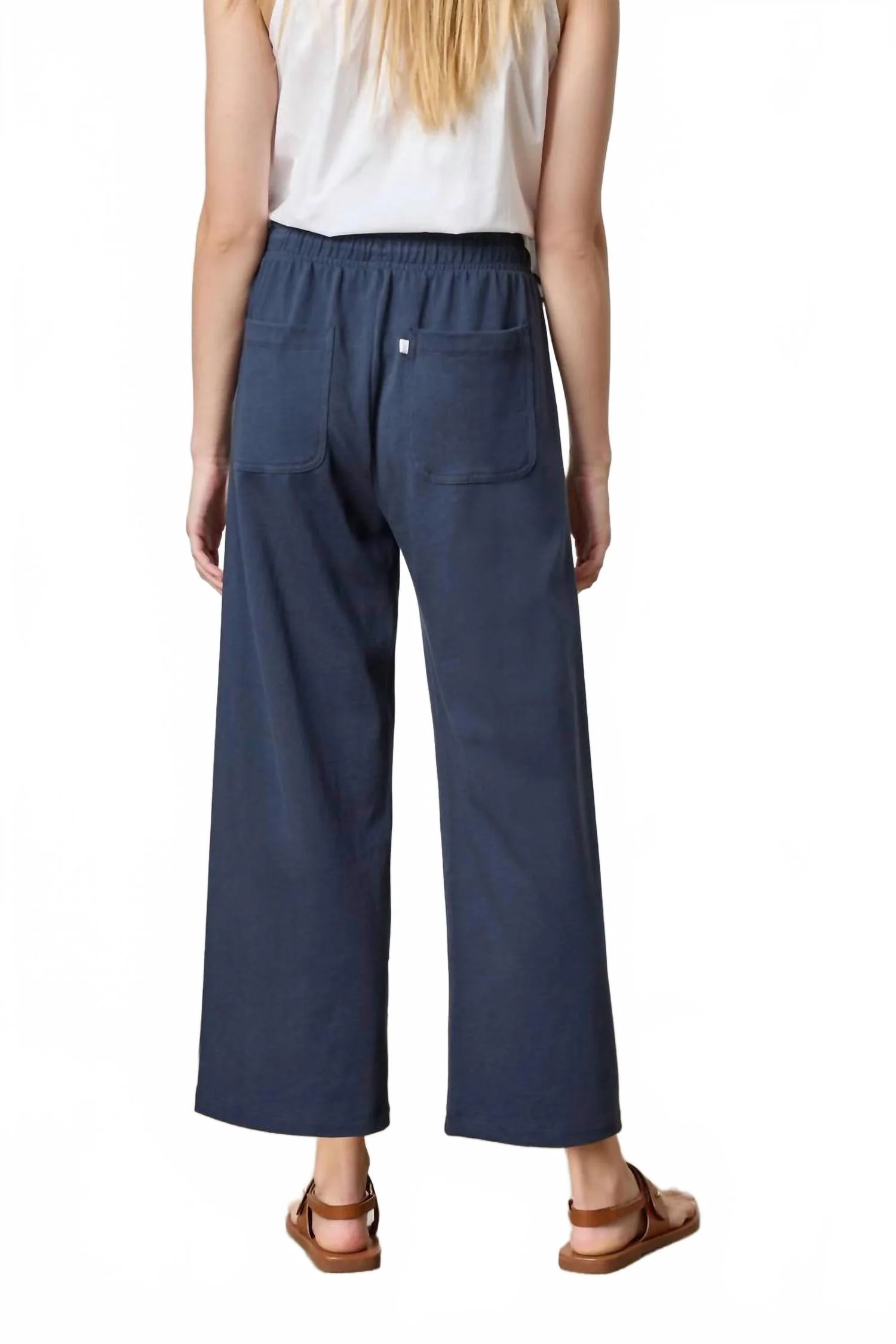 Seamed Wide Leg Pants In Dark Navy