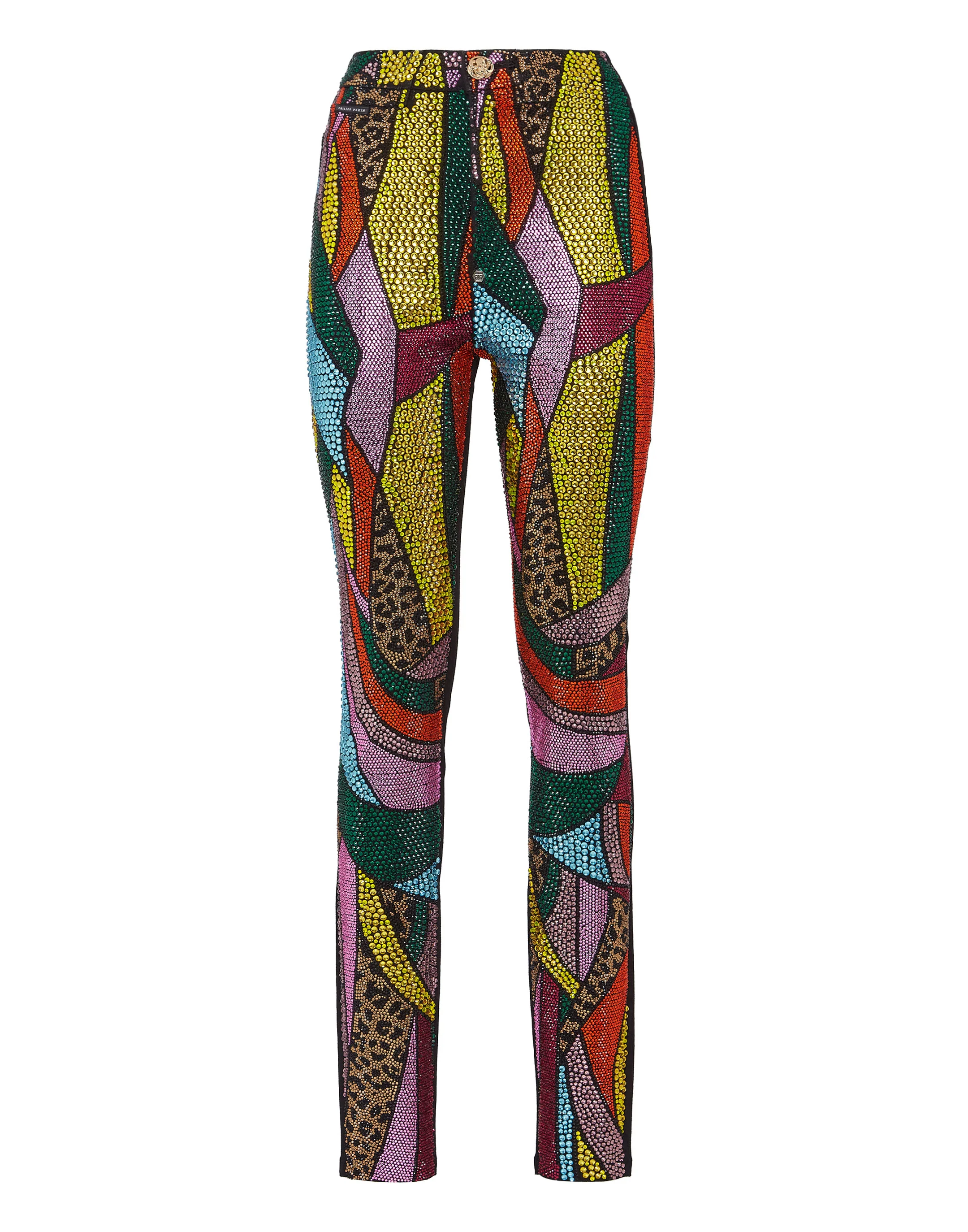 Super High Waist Denim Jeggings Rainbow Patchwork
