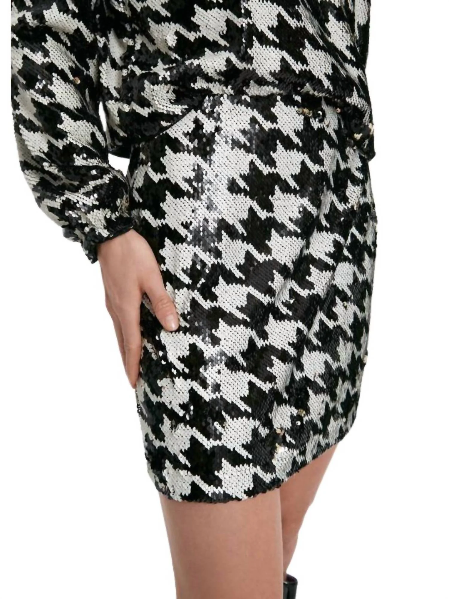 Riley Sequined Skirt In Black/white Sequins