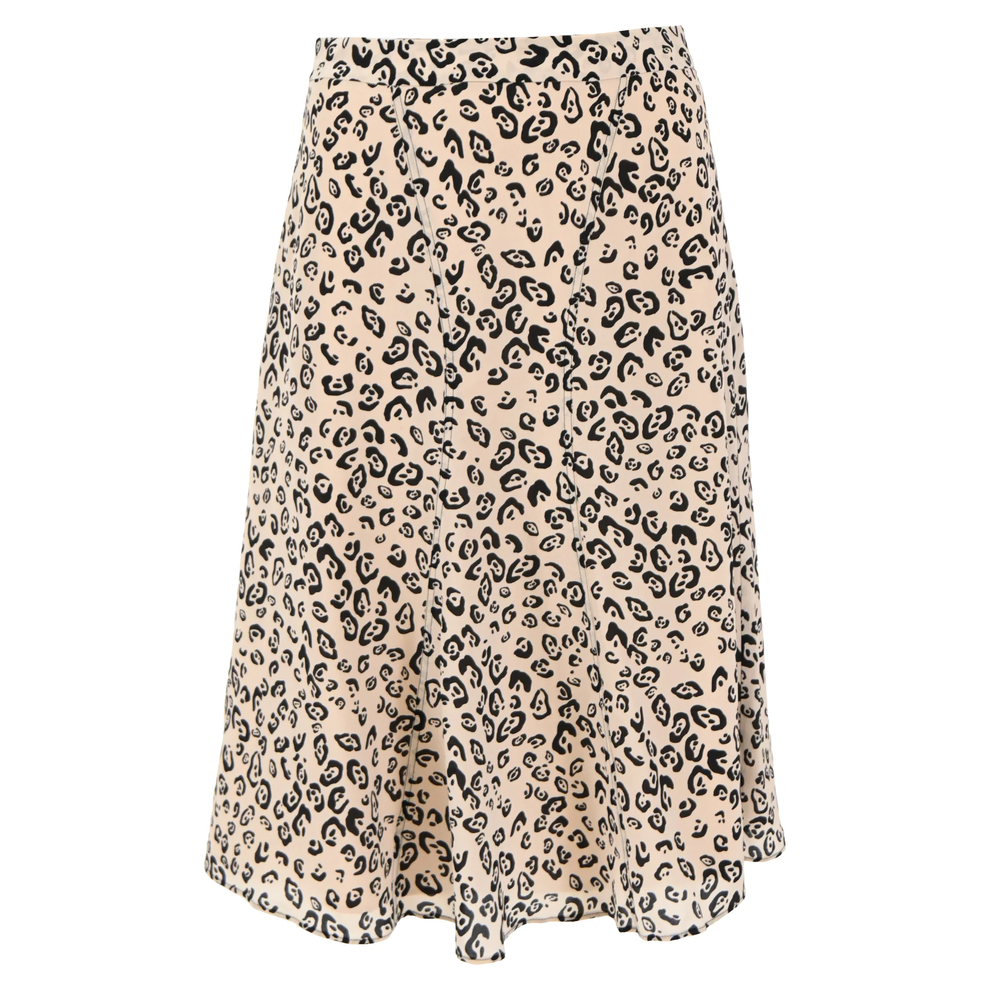 Altuzarra Leopard Print Midi Skirt in Beige Silk