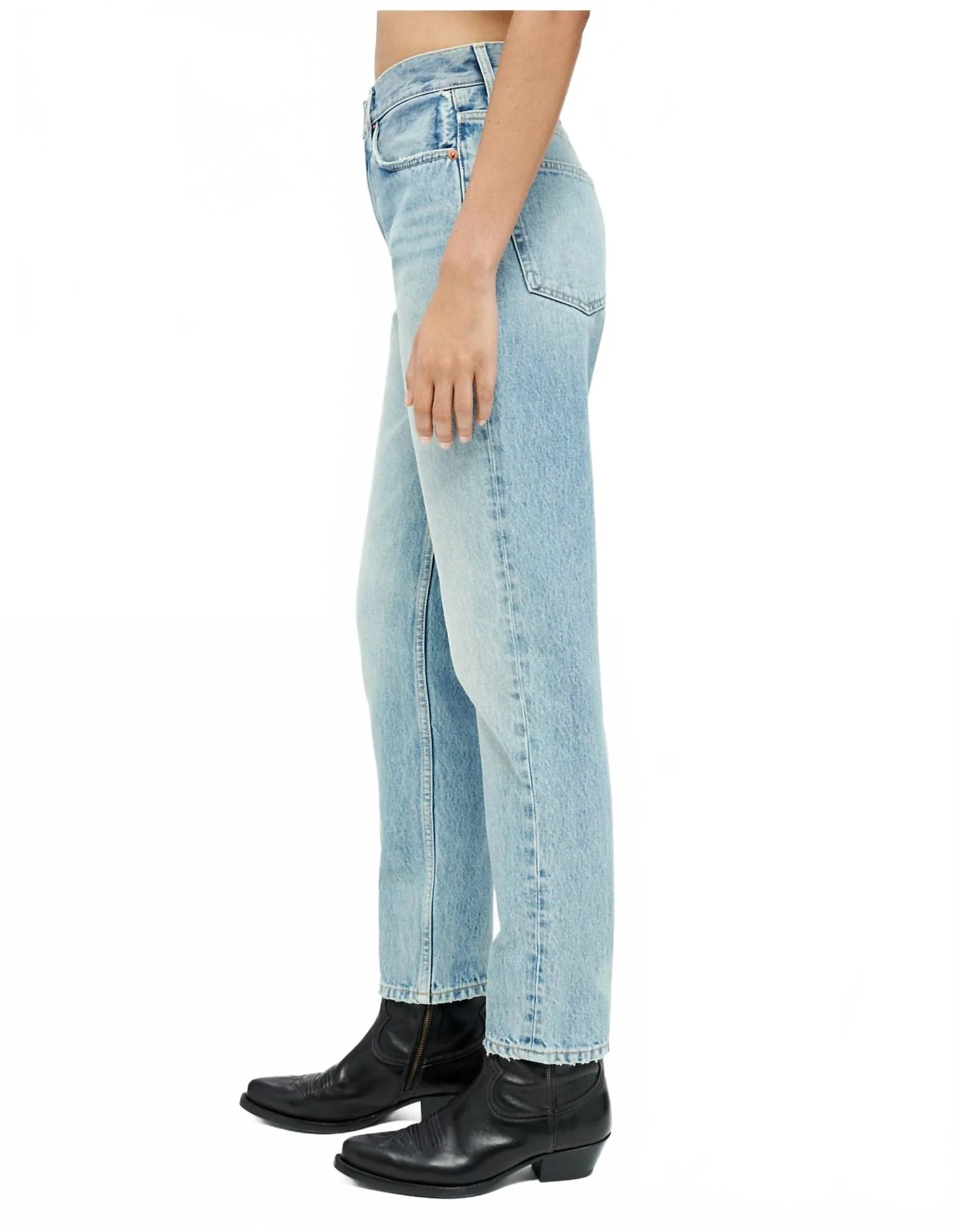 Taper High Rise Ankle Straight Jeans In Favorite Blue