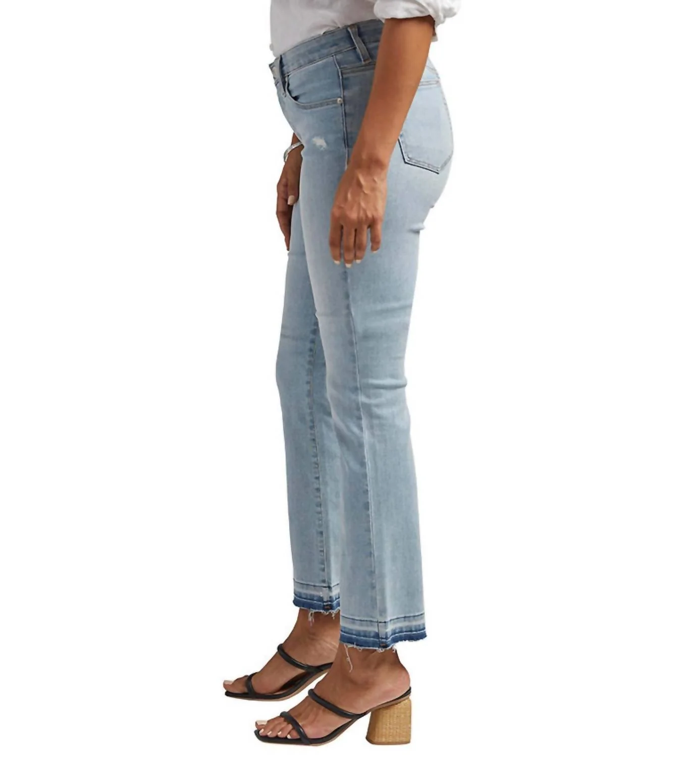 Eloise Mid Rise Bootcut Crop Jean In Bleach Blue