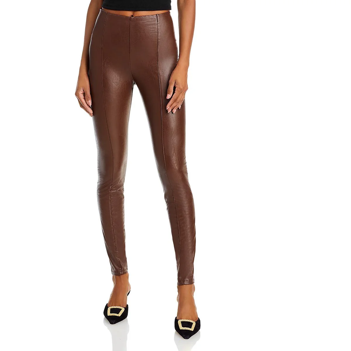 Womens Faux Leather High Waist Leggings