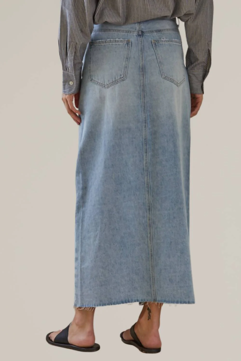 Thrill Ride Denim Maxi Skirt In Blue
