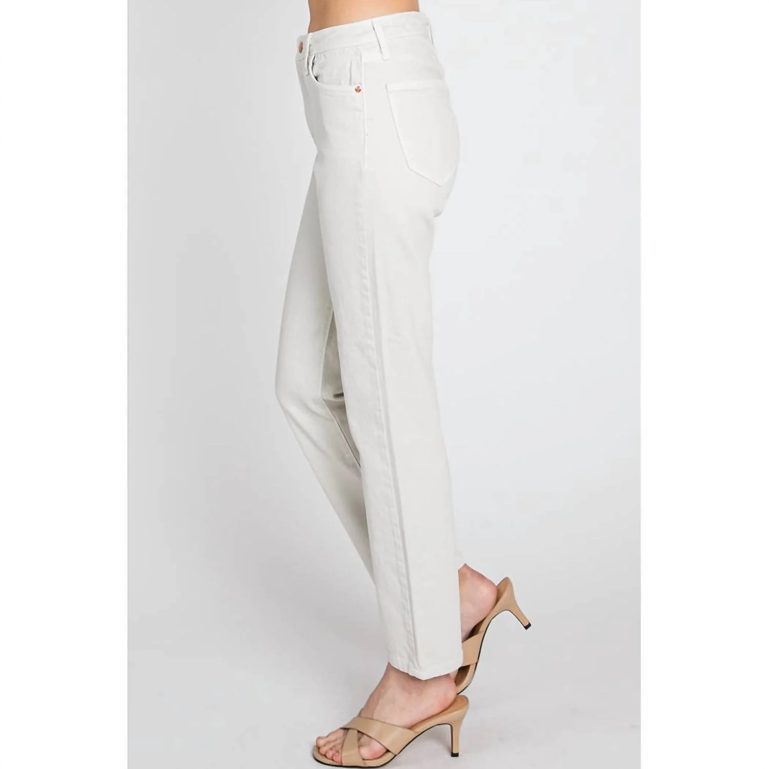 Siena High Rise Clean Straight Jeans In Ivory
