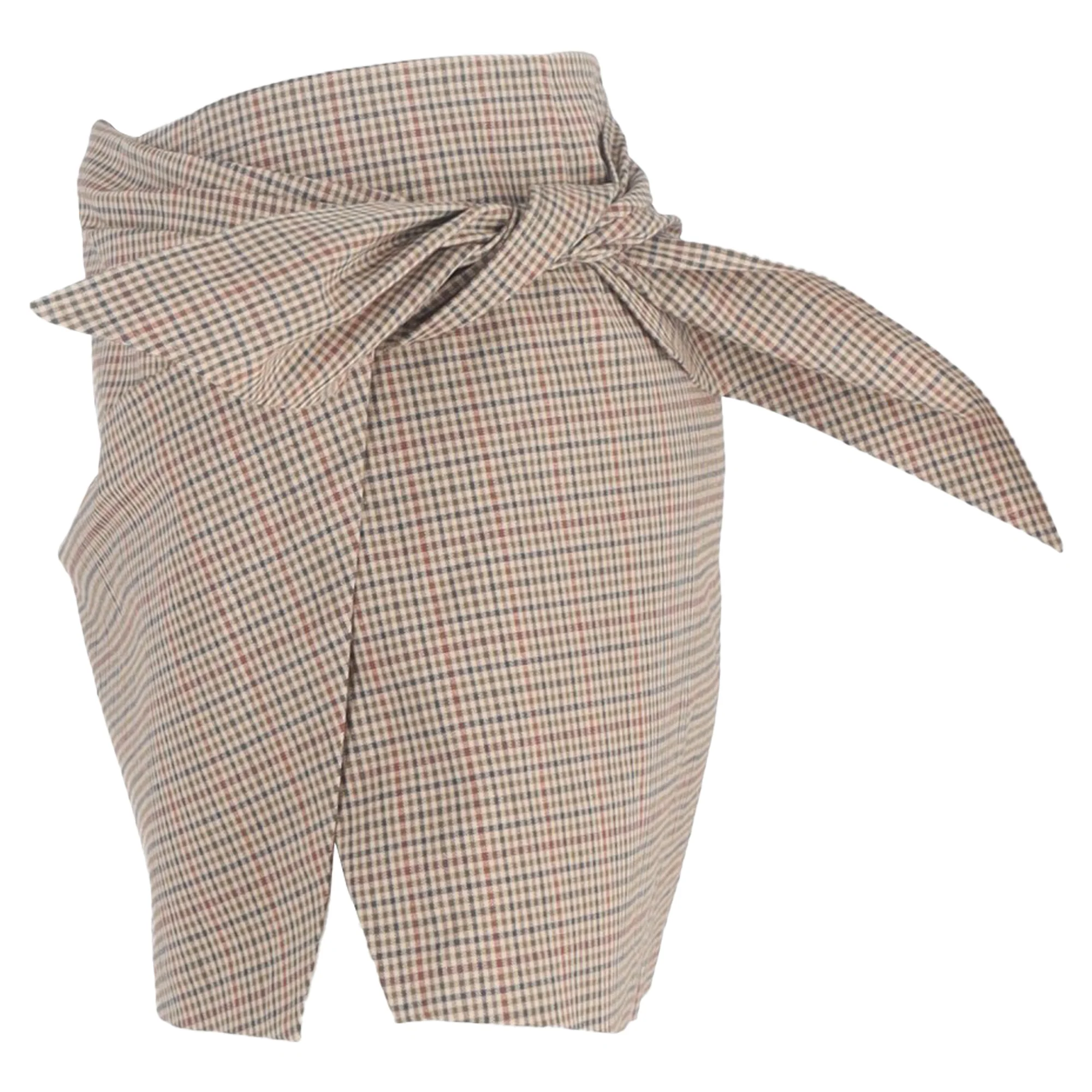 Etoile Isabel Marant Plaid Mini Wrap Skirt in Brown Cotton