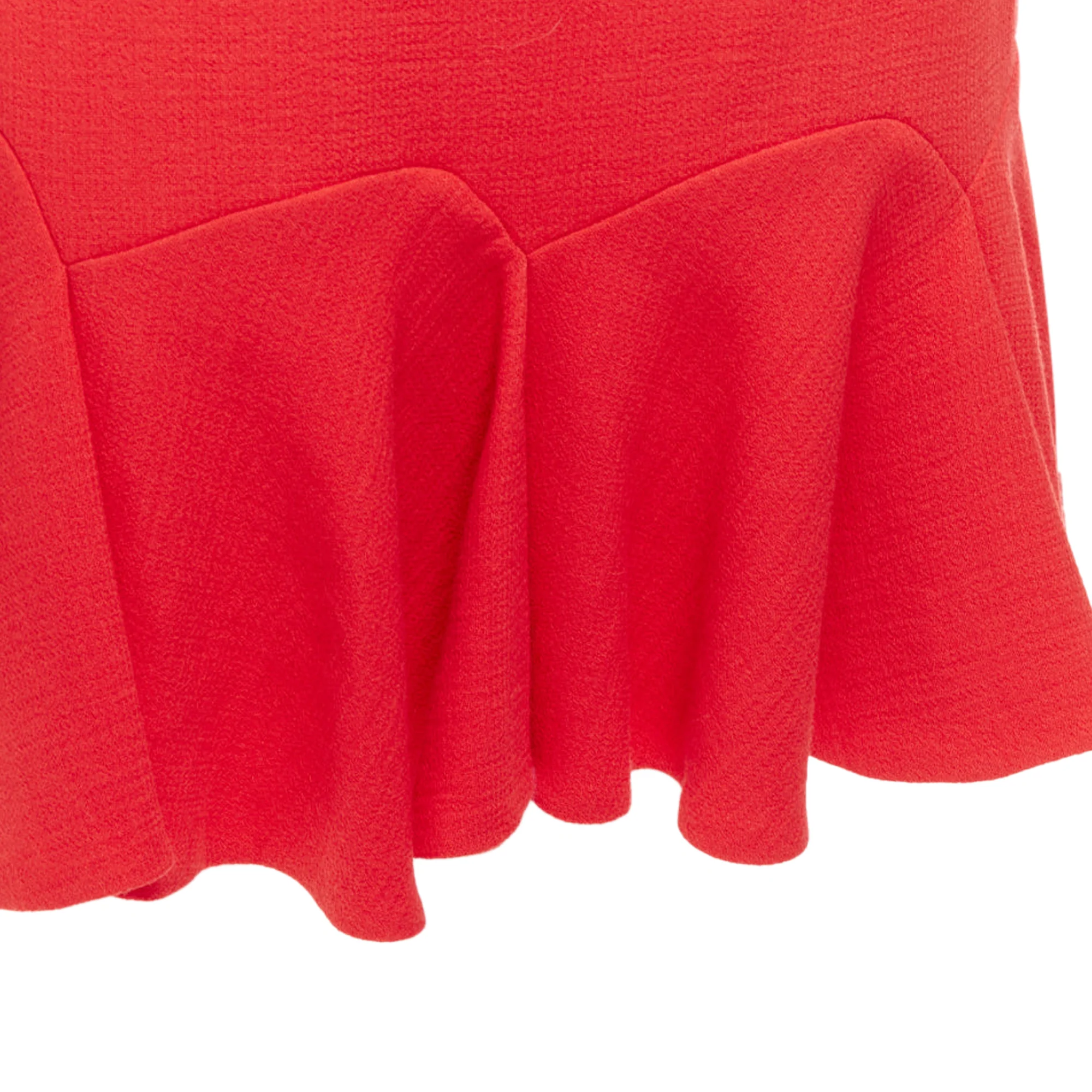 Carven Viscose Virgin Wool Frill Hem Mini Skirt