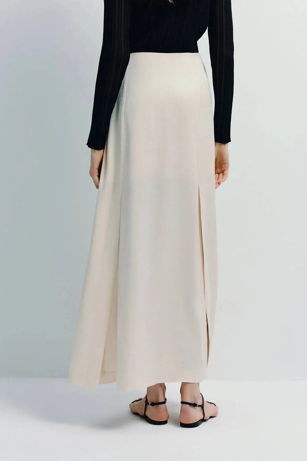 Marcy Slit Front Midi Skirt In Cream