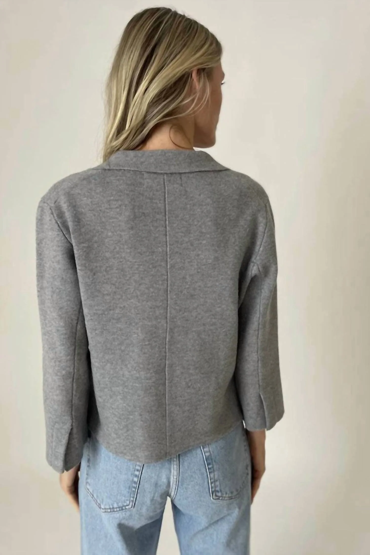 Louisa Sleeve Knit Blazer In Heather Grey
