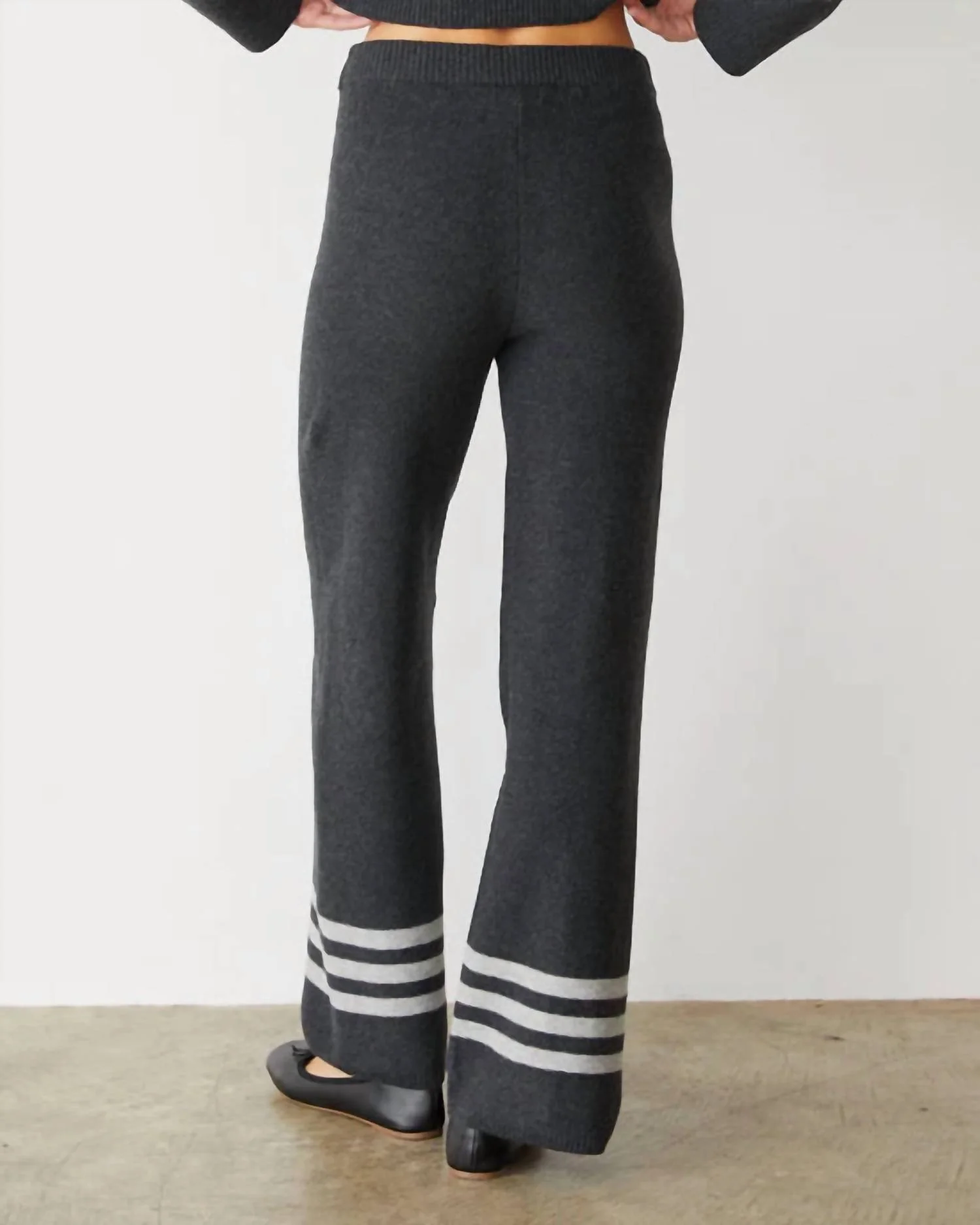 Plush Stripe Straight Leg Pant In Faded Black