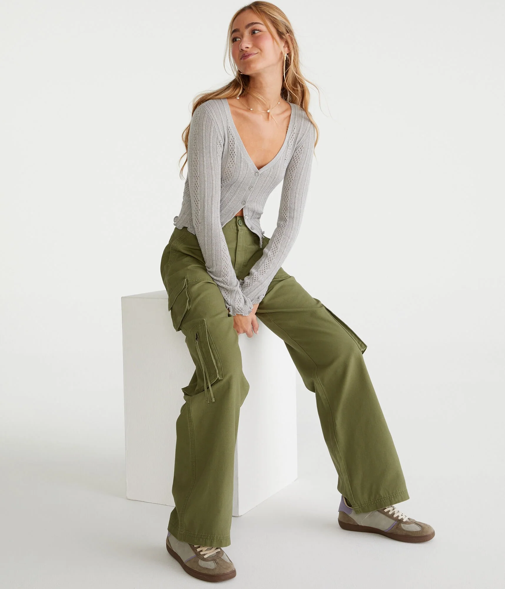 Aeropostale Mid-Rise Straight Utility Cargo Pants