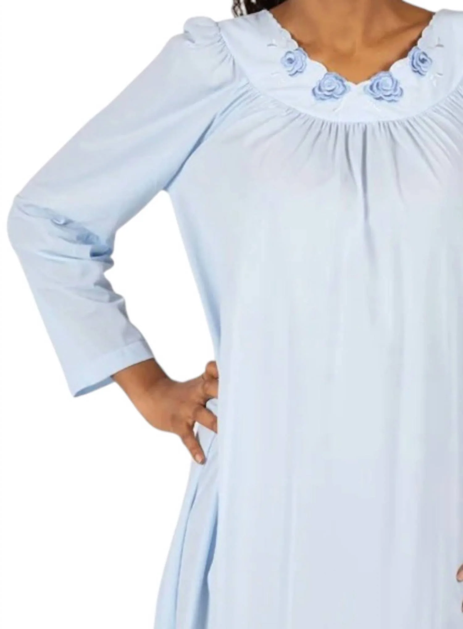 Petals 53 Inch Long Sleeve Gown In Bluebell