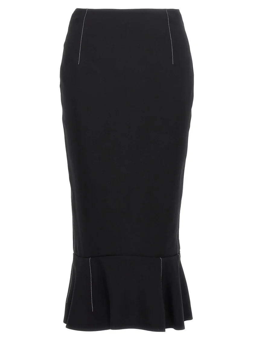 Fitted Black Sheath Skirt With Flared Hem
