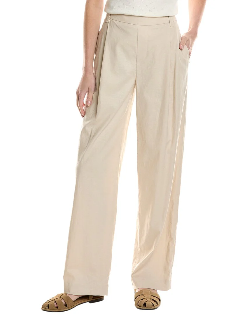 Vince Pleat Front Pull On Linen-Blend Pant