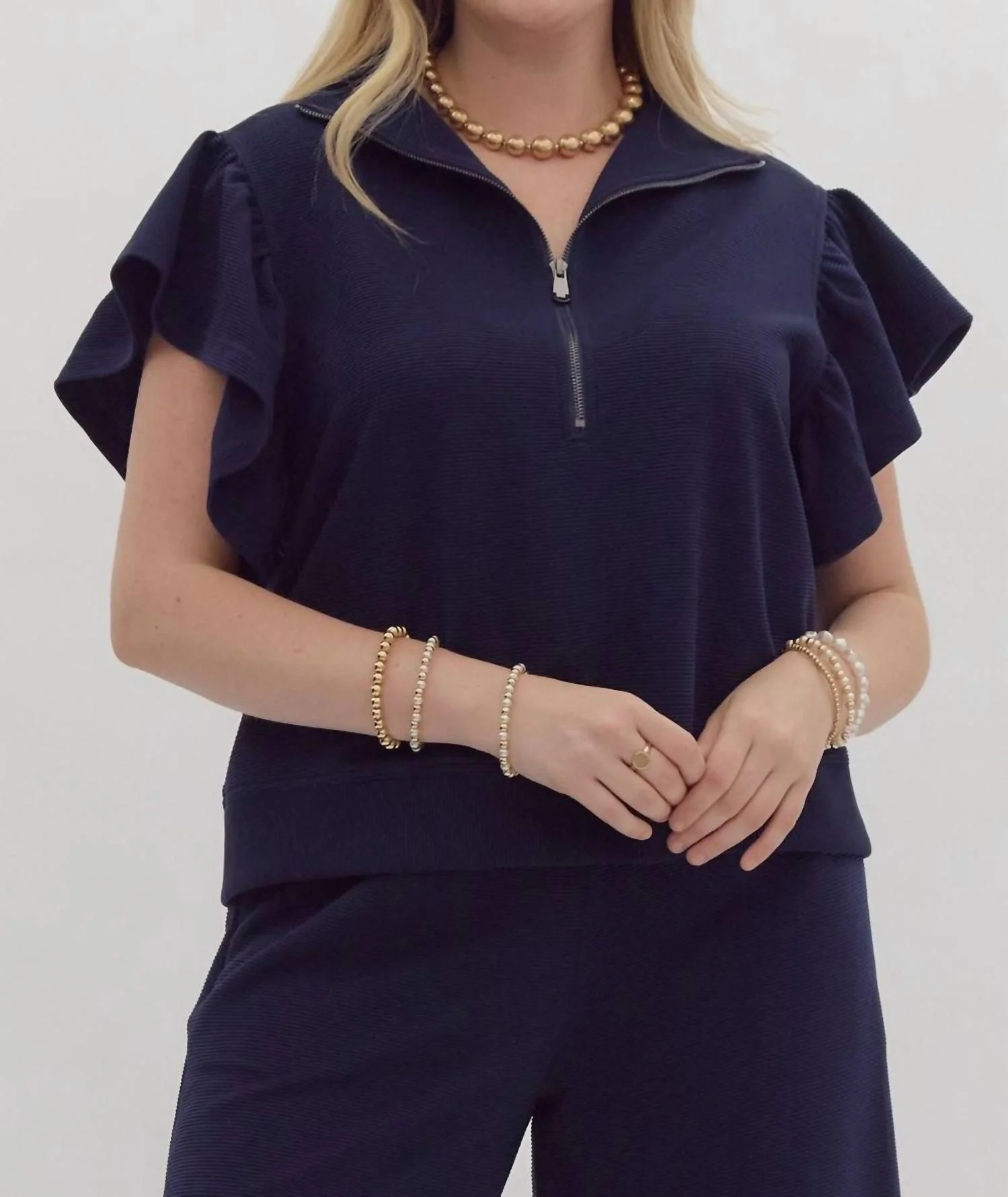 Just Admit It Pant Set In Navy Blue