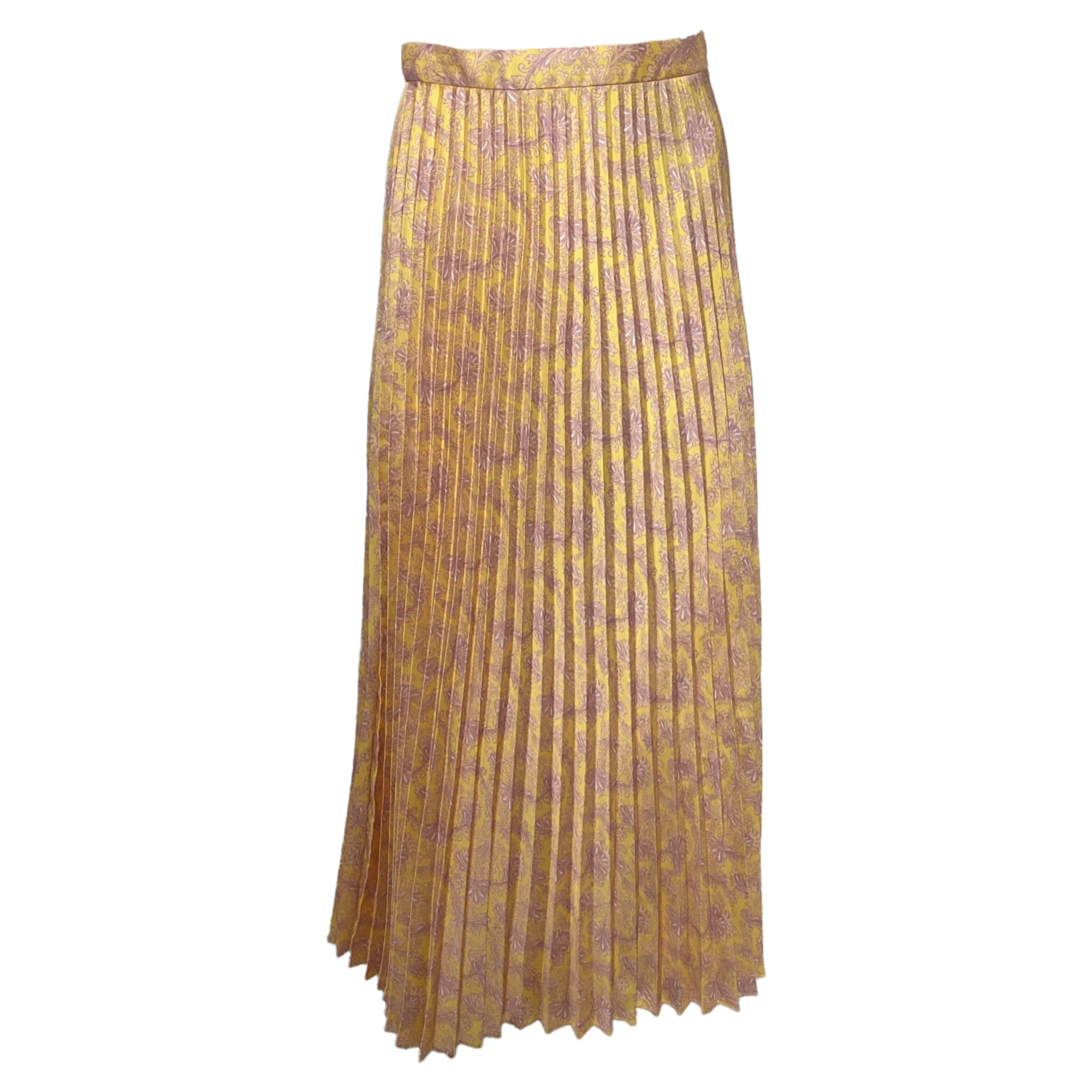 Sandro Pleated Misi Skirt in Yellow Polyester