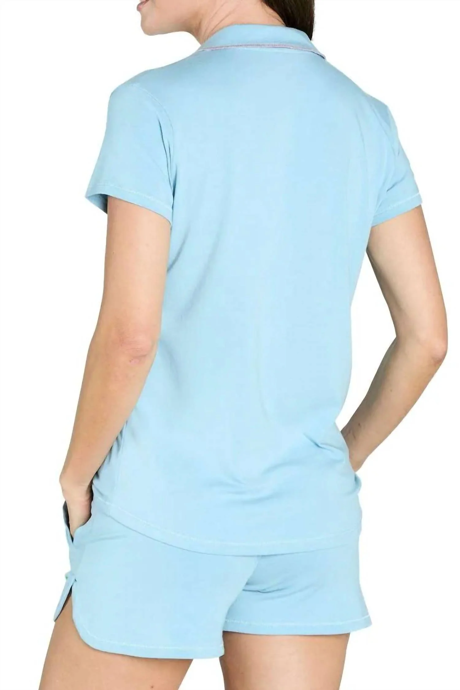 Brenda Short Pajama Set In Sky Blue