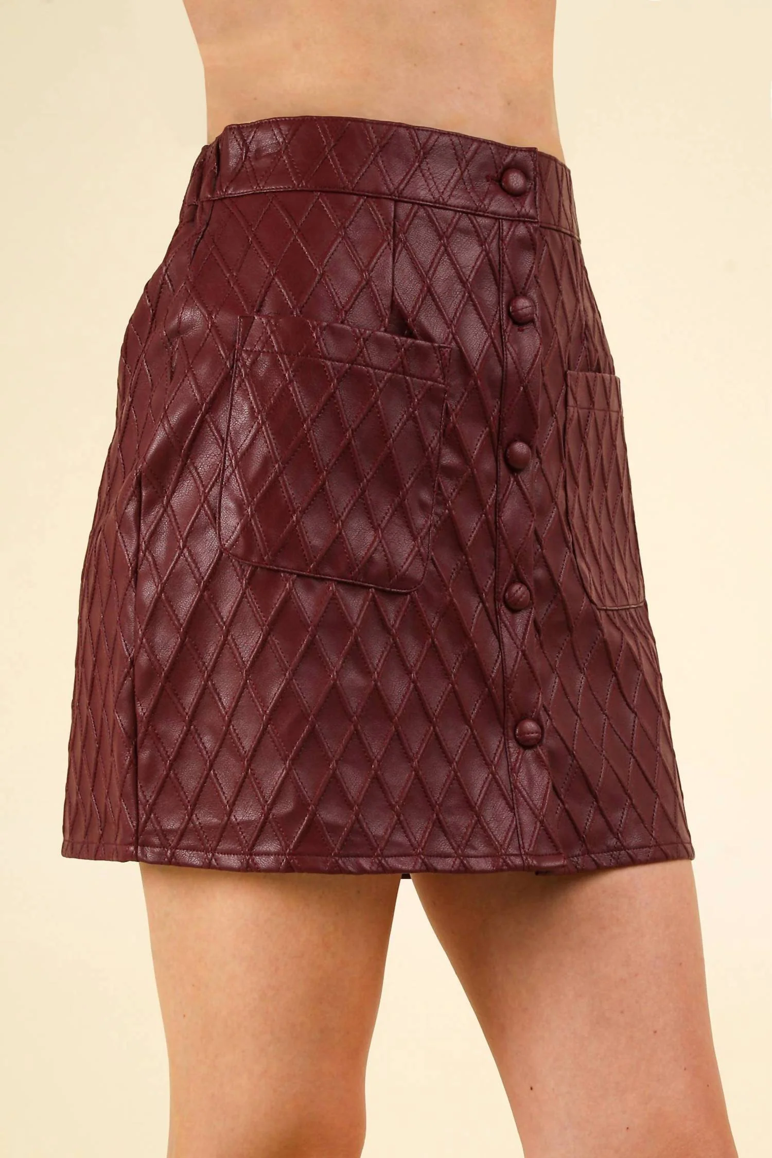 Textured Faux Leather Mini In Wine