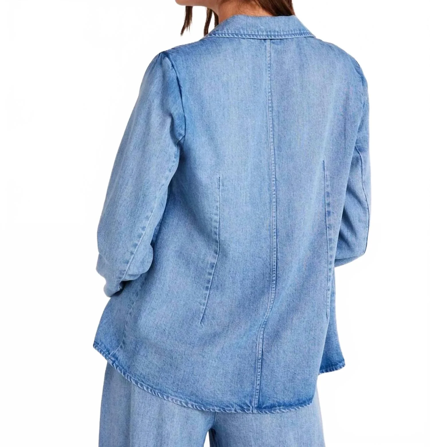 Jagger Easy Longline Blazer In Vintage Horizon Wash