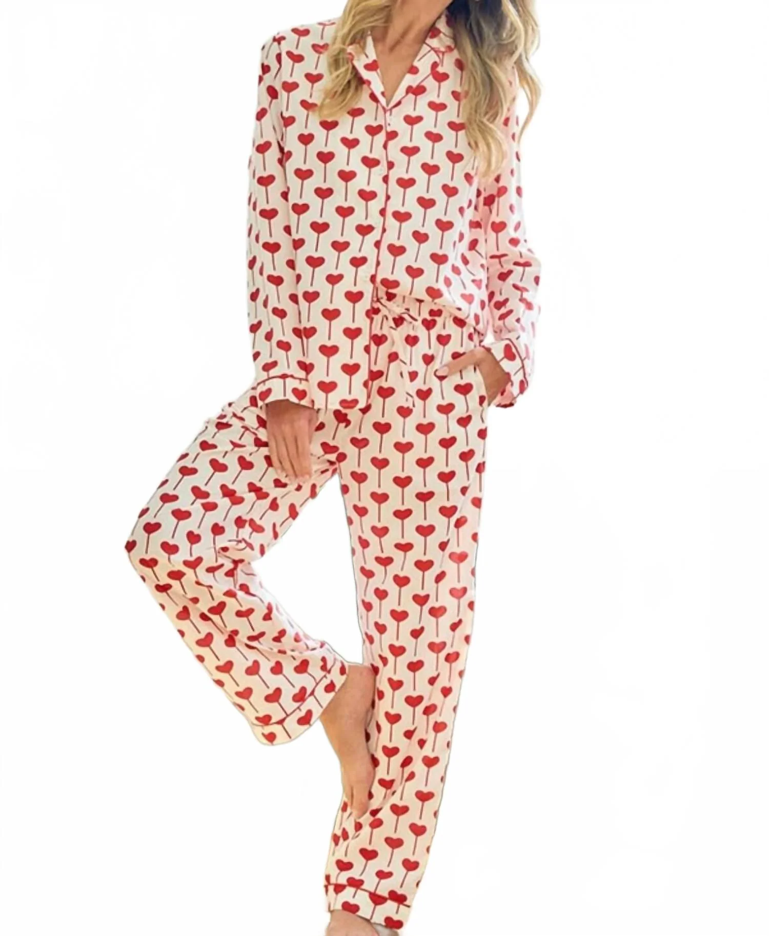 Love Me When I’M Sleeping Jammies In Ivory/red