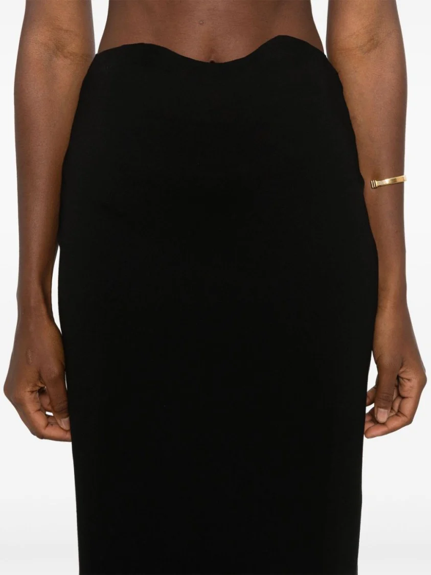 Black Stretch-Design Jersey Logo Skirt