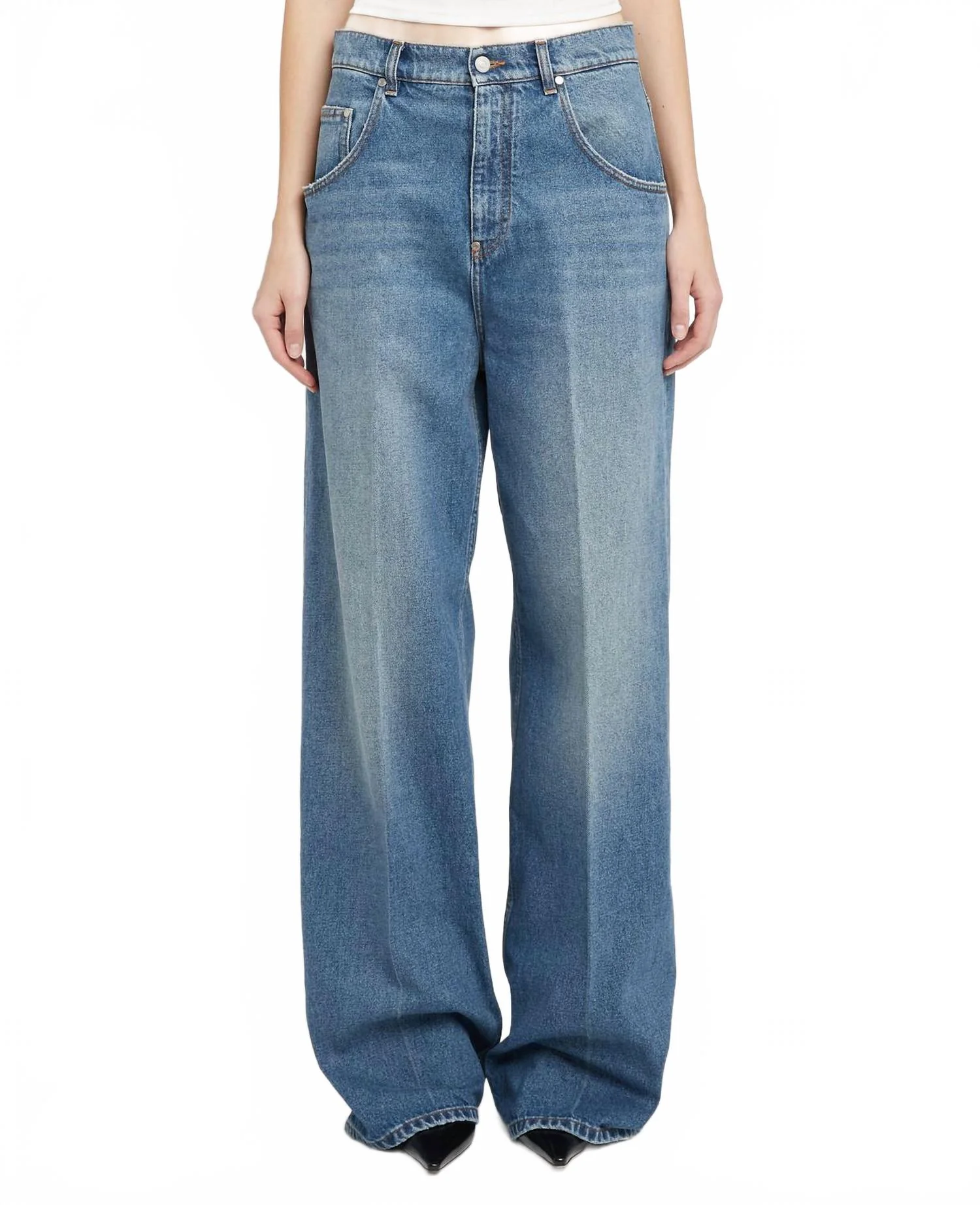 Vintage Denim Wide Leg Pant In Vintage Blue