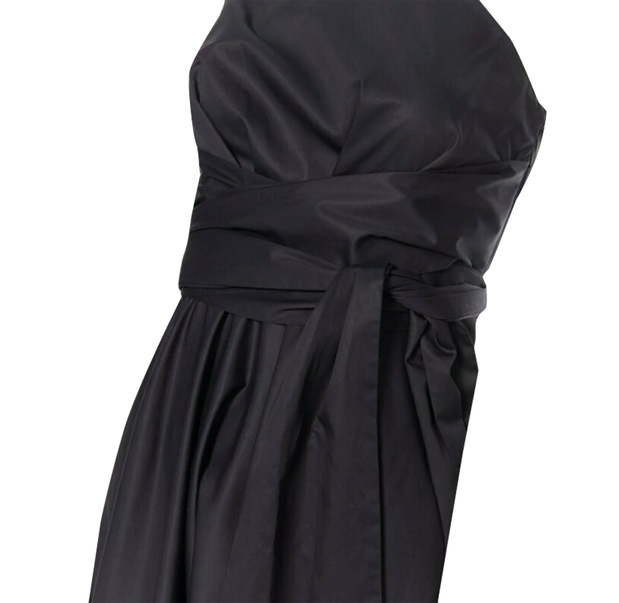 Tibi cotton dress one shoulder asymmetrical pleat skirt