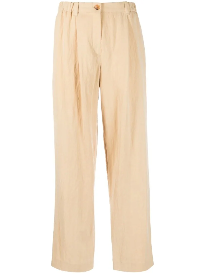 High-Waisted Beige Trousers