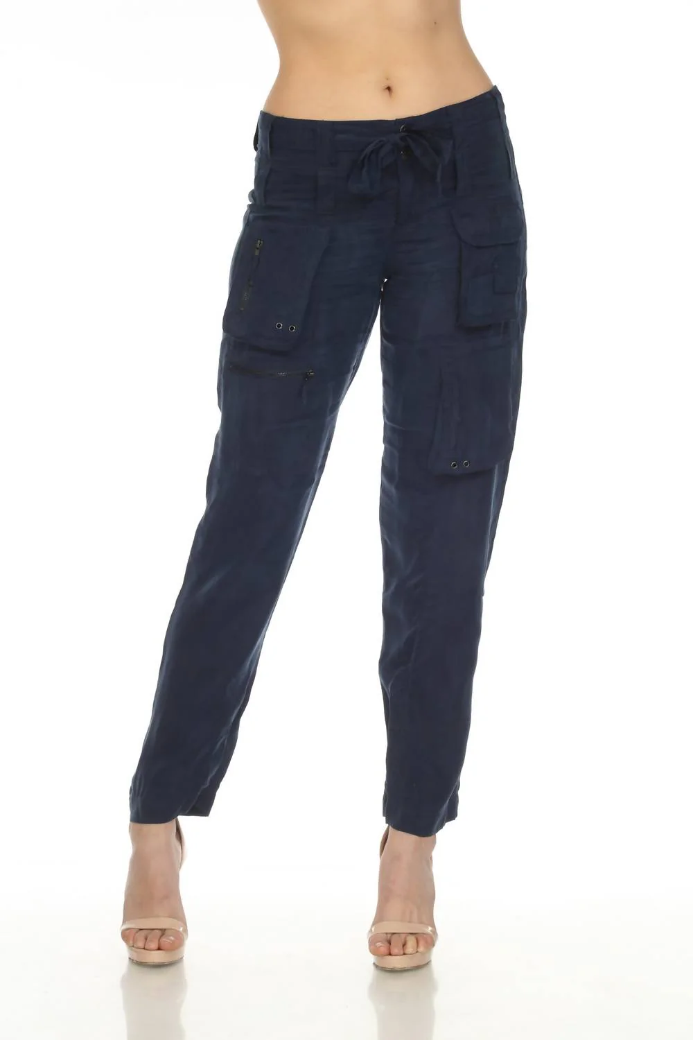 Hailey Belted Cargo Pants In Blue