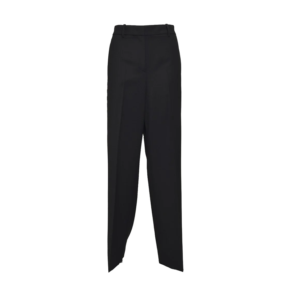 Black Wool Blend Pants With Embroidered Side Band